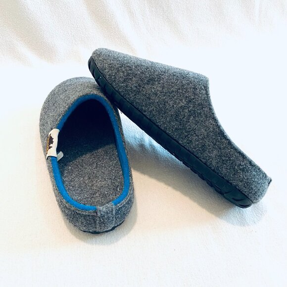 Gumbies slippers EU 41 grey felt wool Outback slip-on rubber soles comfort warm - Picture 3 of 7